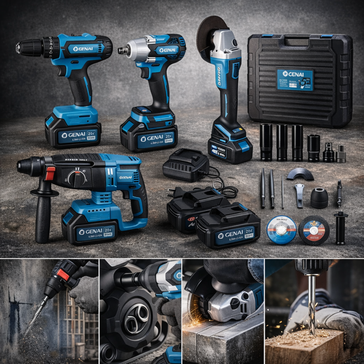 Kit Completo de Herramientas de Perforación, Corte e Impacto MaxFusion + REGALO: Batería Extra y Accesorios Complementarios